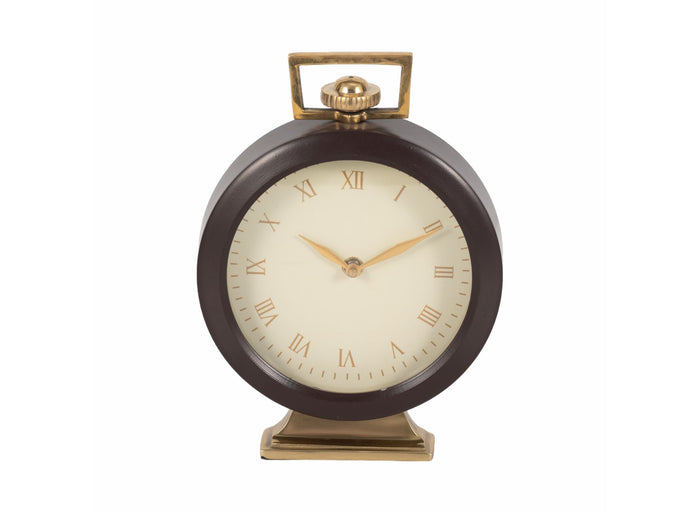9" JANSEN GOLD AND BROWN DESK CLOCK