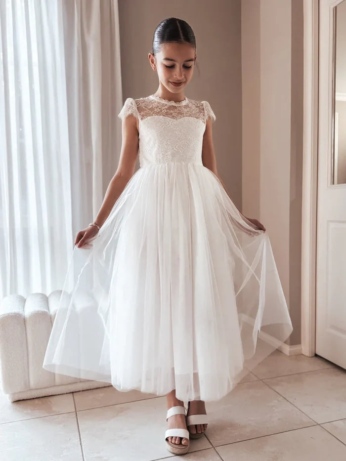 Abby Grace White Lace Dress - Flower Girl Dress - A Little Lacey