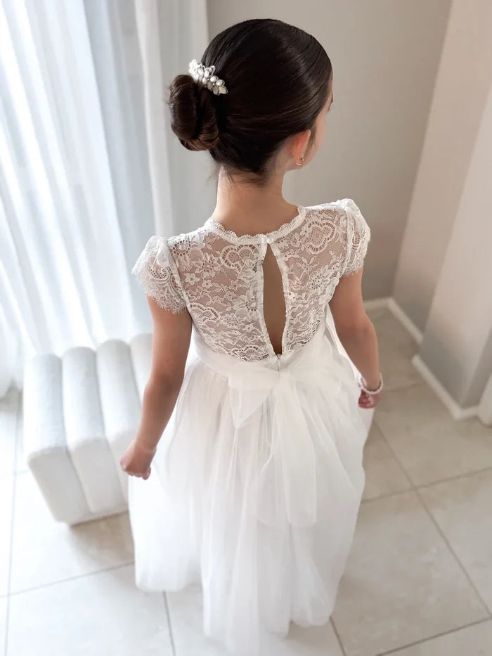 Abby Grace White Lace Dress - Flower Girl Dress - A Little Lacey