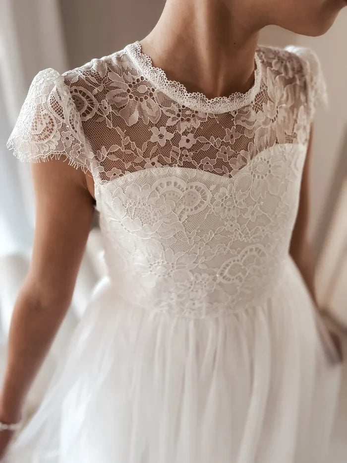 Abby Grace White Lace Dress - Flower Girl Dress - A Little Lacey
