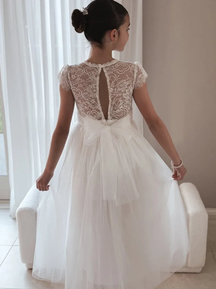 Abby Grace White Lace Dress - Flower Girl Dress - A Little Lacey