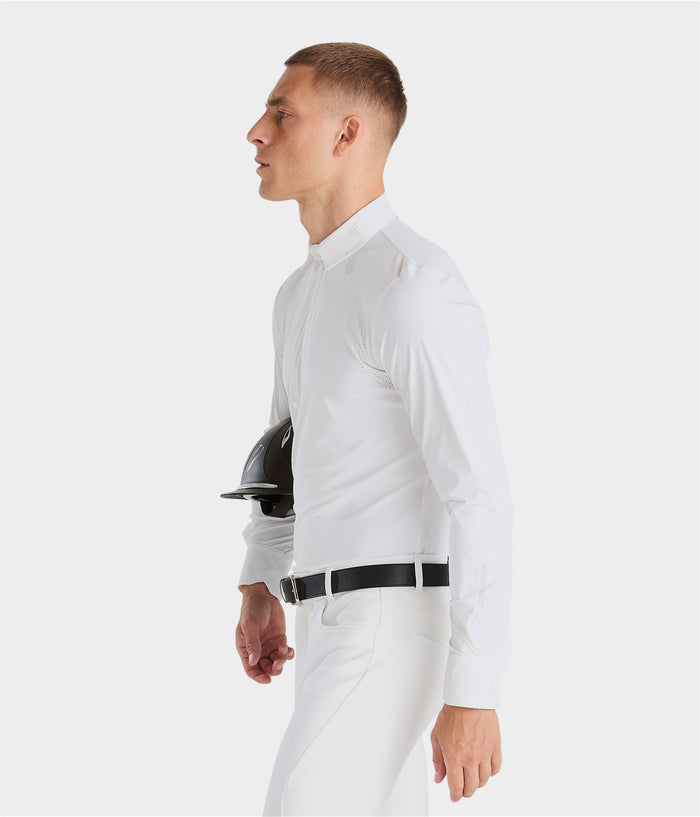 Aeris | White | Polo de concours d’équitation manches courtes homme | Horse Pilot