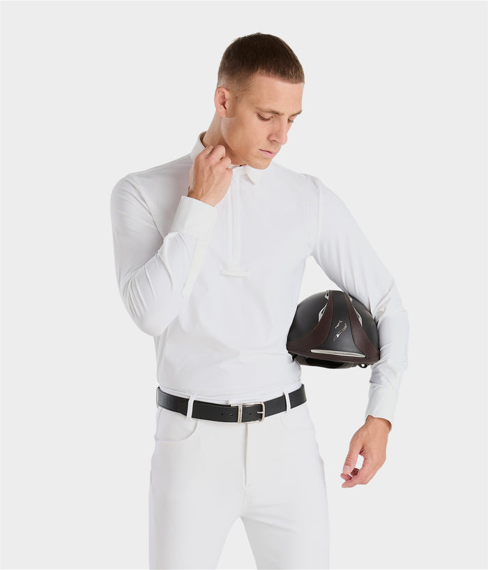 Aeris | White | Polo de concours d’équitation manches courtes homme | Horse Pilot