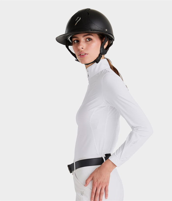 Aeris | White | T-shirt manches longues de concours d’équitation femme | Horse Pilot
