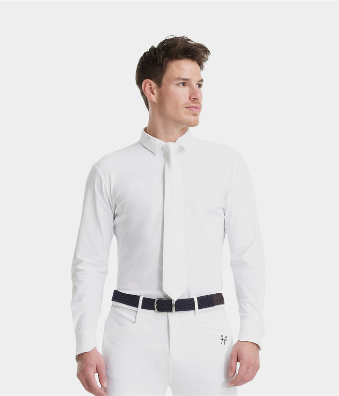 Aerolight | White | Chemise de concours d'équitation manches longues équitation homme | Horse Pilot