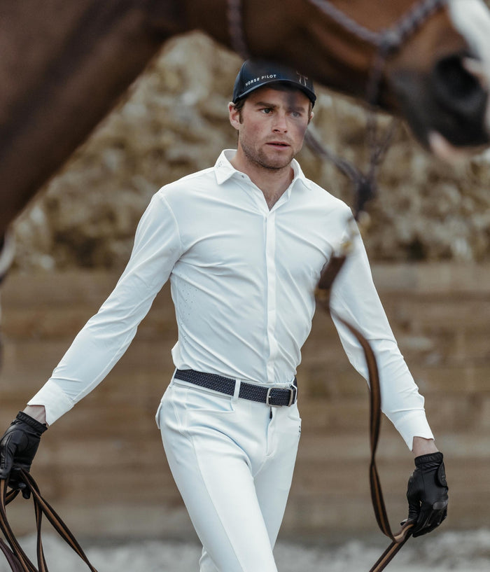 Aerolight | White | Chemise de concours d'équitation manches longues équitation homme | Horse Pilot