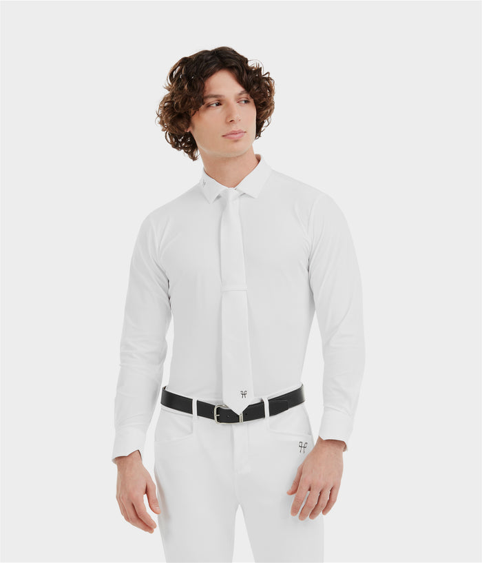 Aerolight | White | Chemise de concours d'équitation manches longues homme | Horse Pilot