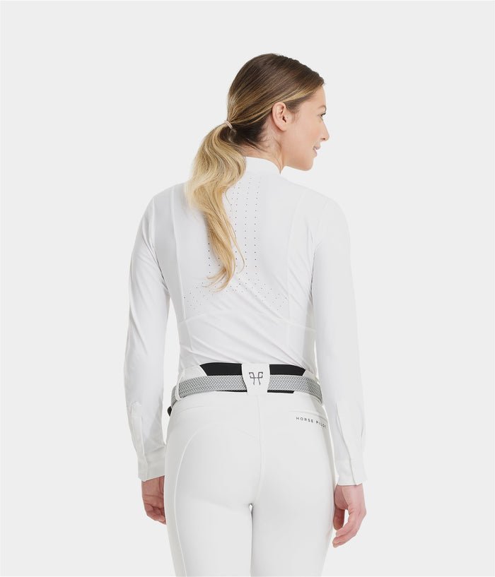 Aerolight | White | Chemise de concours d'équitation manche longue femme | Horse Pilot