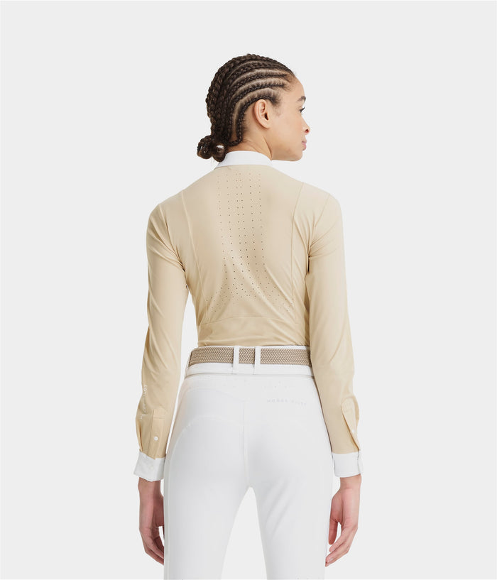 Aerolight | Sand | Chemise de concours d'équitation manche longue femme | Horse Pilot