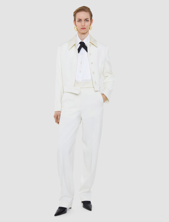 White Aix Tailored Crepe Trousers - Joseph