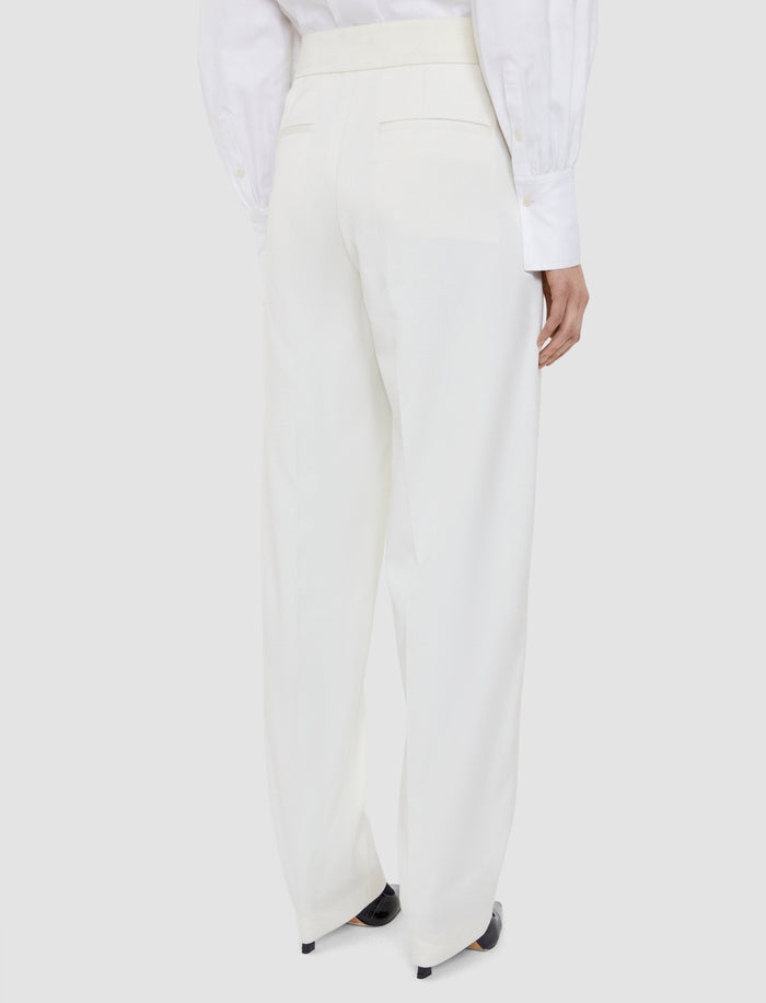 White Aix Tailored Crepe Trousers - Joseph