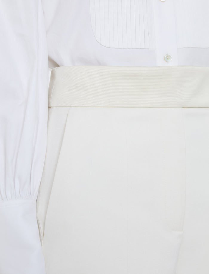 White Aix Tailored Crepe Trousers - Joseph