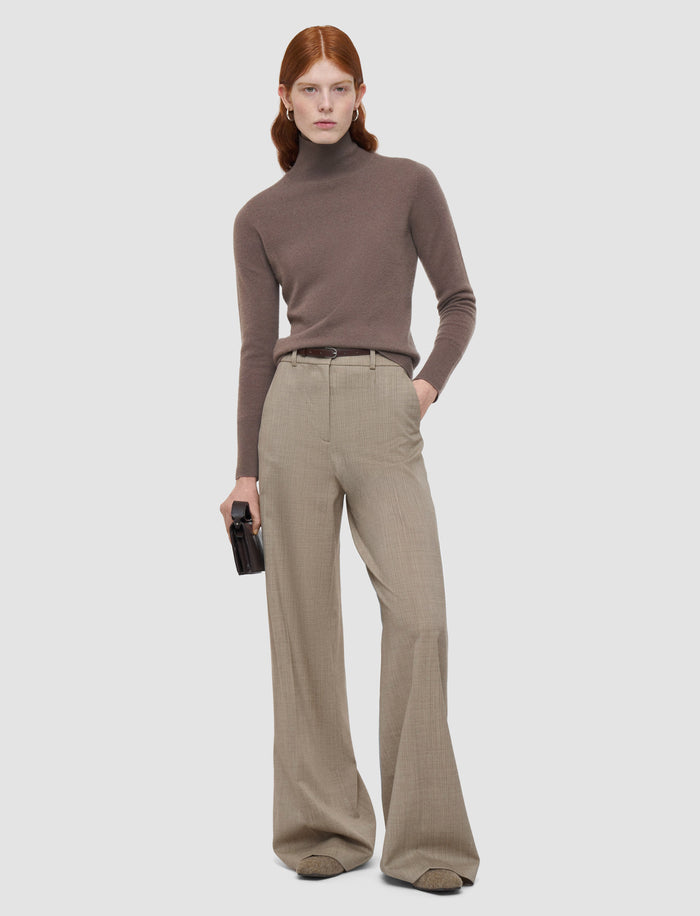 Beige Alana Melange Wool Trousers - Joseph