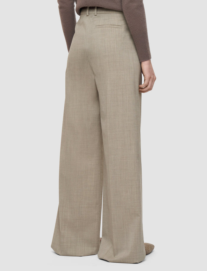 Beige Alana Melange Wool Trousers - Joseph