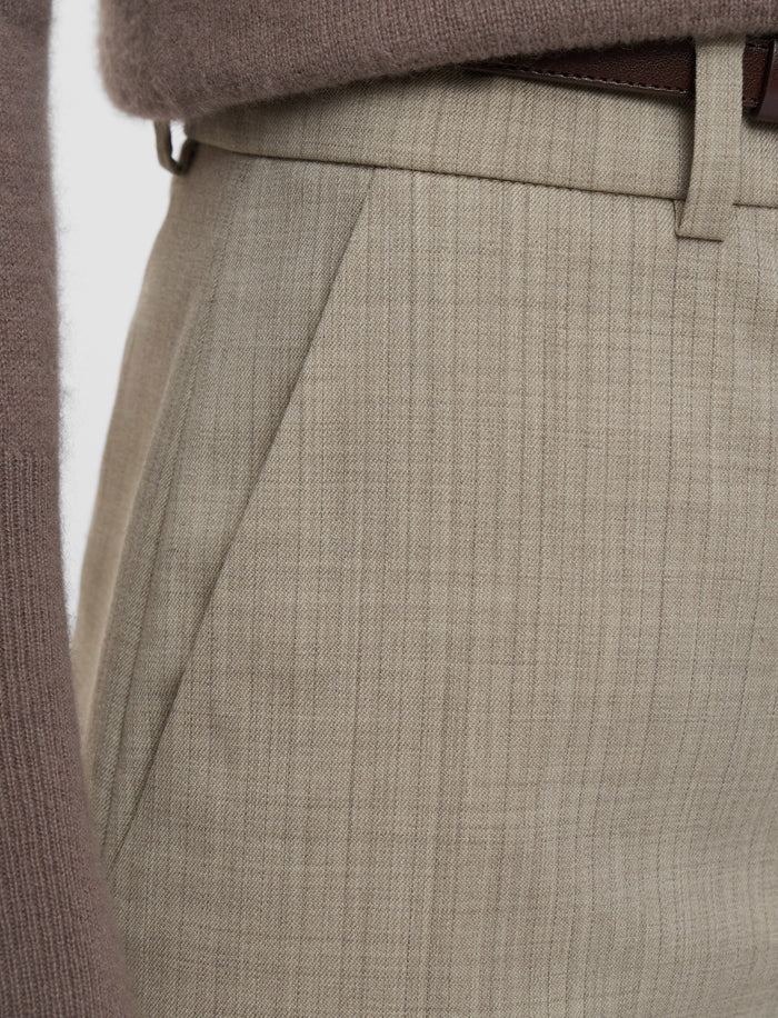 Beige Alana Melange Wool Trousers - Joseph