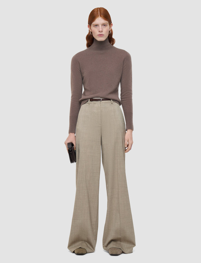 Beige Alana Melange Wool Trousers - Joseph