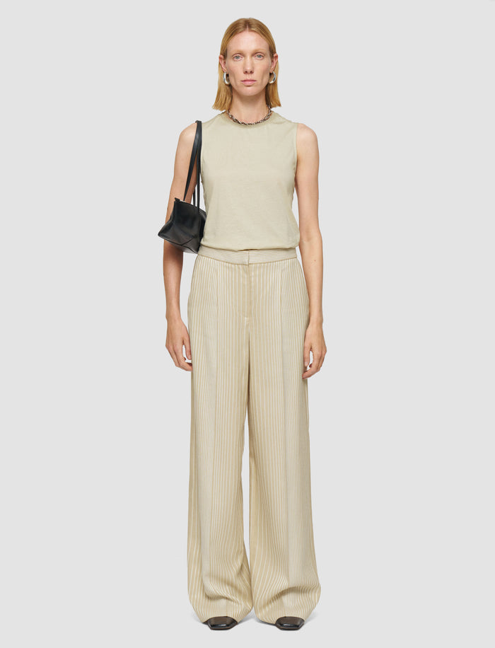 Beige Alanel Embroidered Stripes Trousers - Joseph
