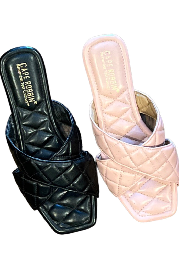 Alanis....Criss Cross Quilted Band Sandal Slides | Swagg Boutique LLC.
