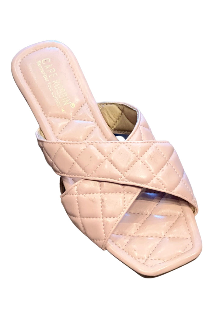 Alanis....Criss Cross Quilted Band Sandal Slides | Swagg Boutique LLC.