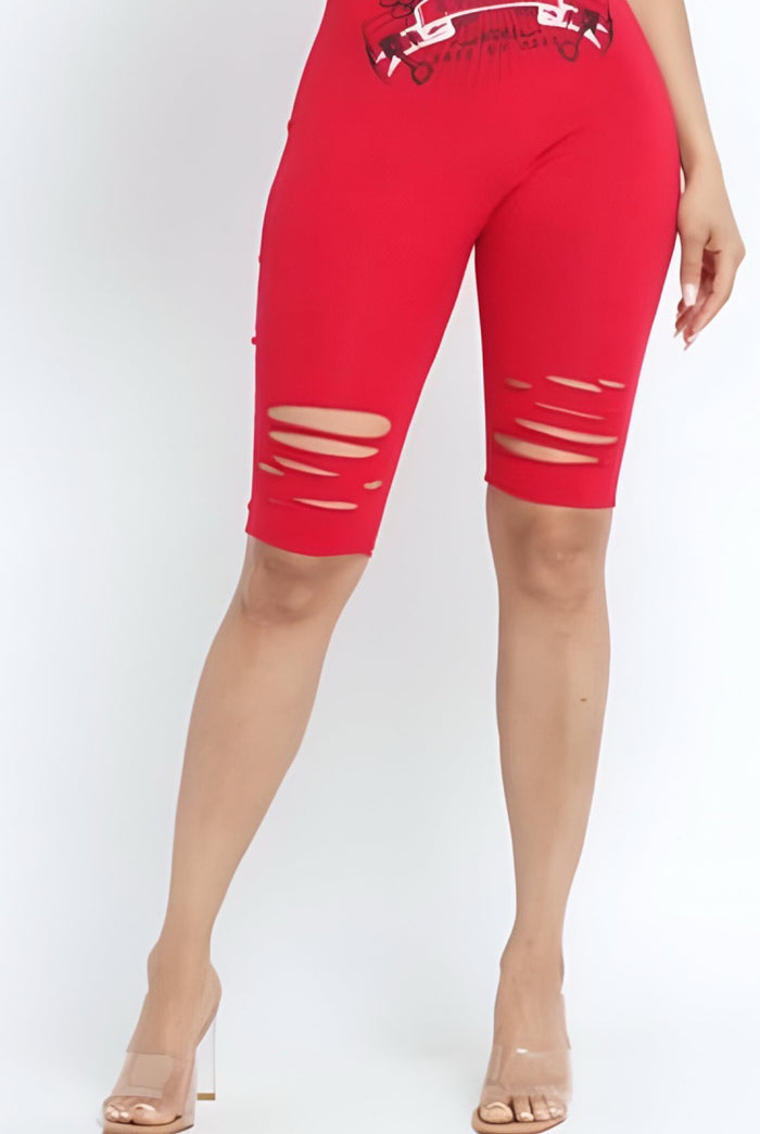 Always Hustle - Distressed Stretch Body-con Cotton Tank Romper