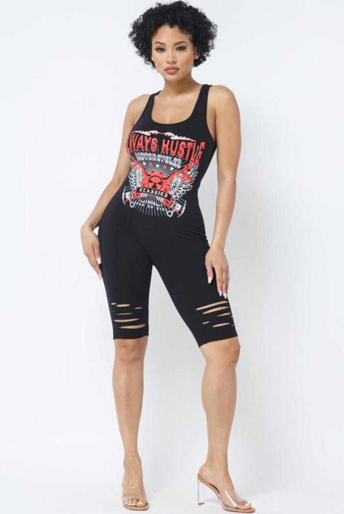 Always Hustle....Cotton Tank Romper | Swagg Boutique LLC.