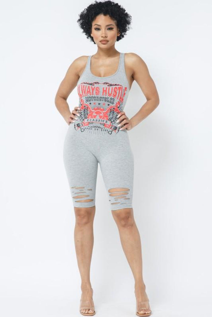 Always Hustle....Cotton Tank Romper | Swagg Boutique LLC.