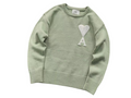 AMI Paris Maxi White Heart Knit Sweater Mint