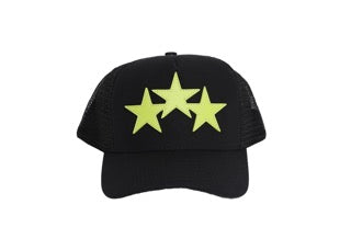 Amiri Three Star Trucker Hat Black & Lime