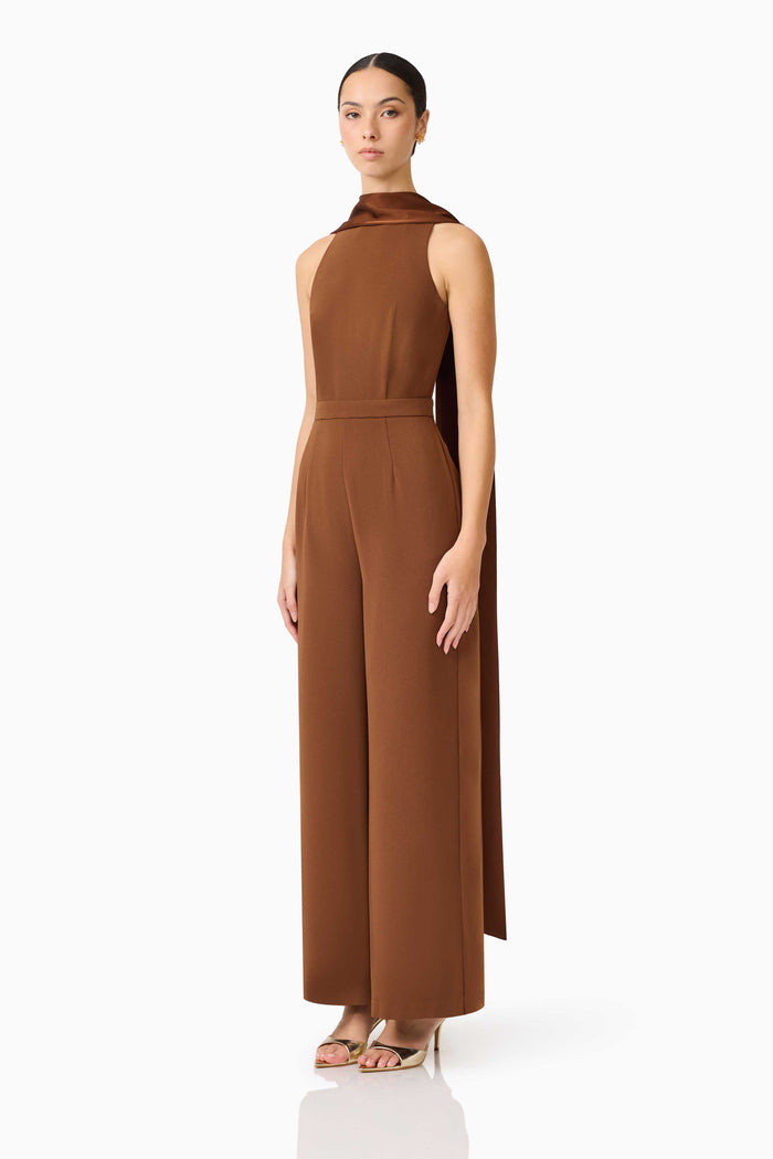 Anaya Wide Leg Jumpsuit Mocha Brown - Dress - Elliatt