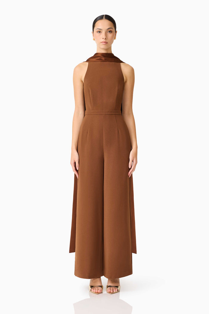 Anaya Wide Leg Jumpsuit Mocha Brown - Dress - Elliatt