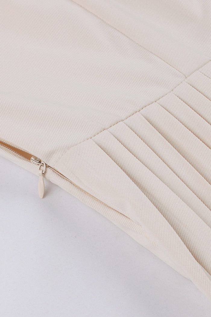 Apricot Lapel Short Sleeves A-line Vintage Dress