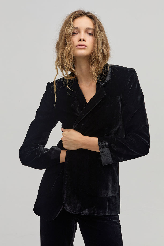 Areia Velvet Blazer - Black