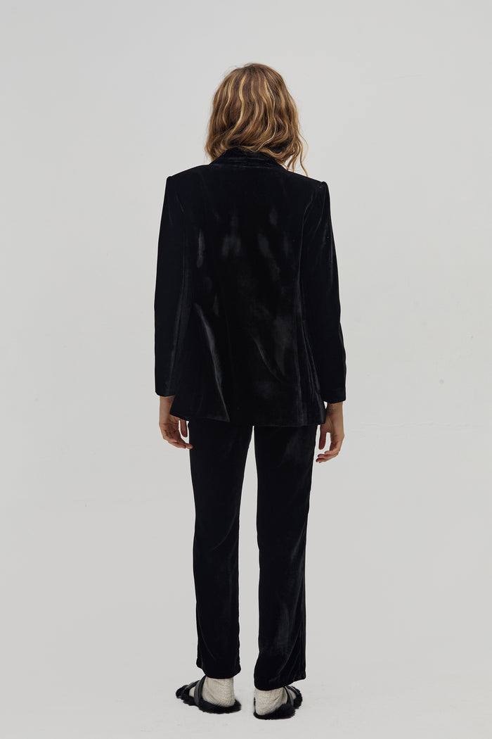 Areia Velvet Blazer - Black