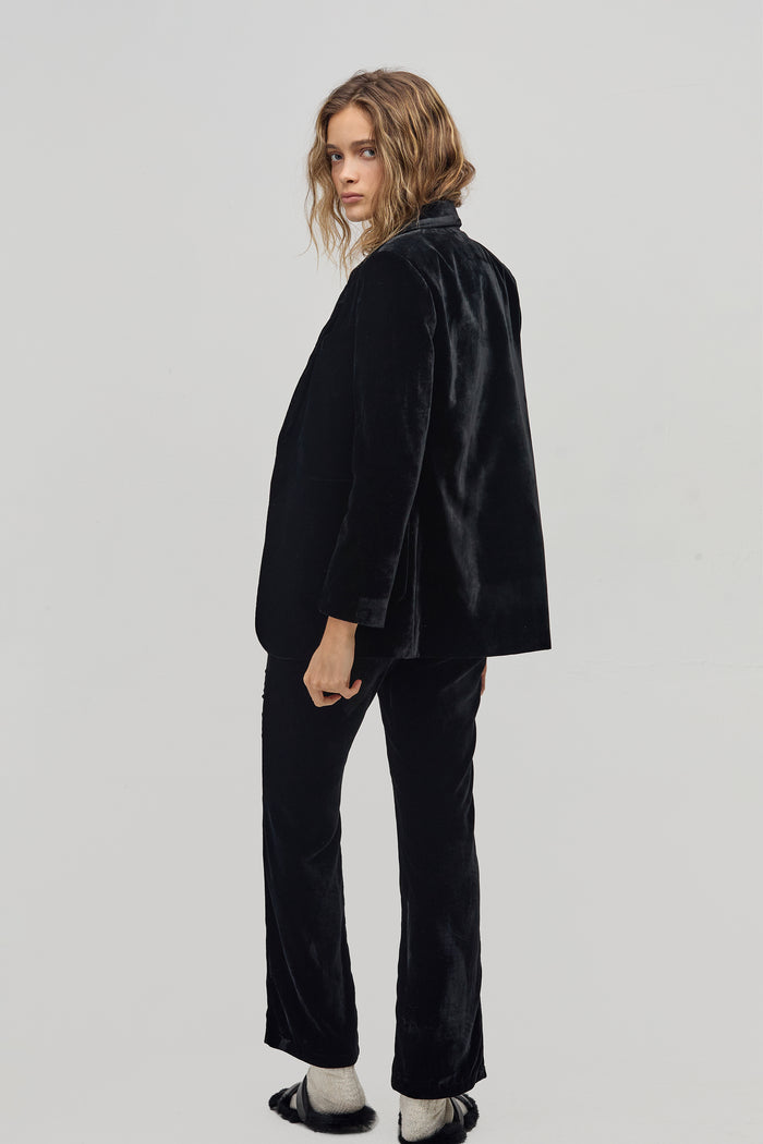 Areia Velvet Blazer - Black