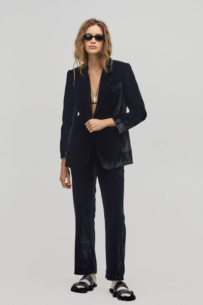 Areia Velvet Blazer - Black