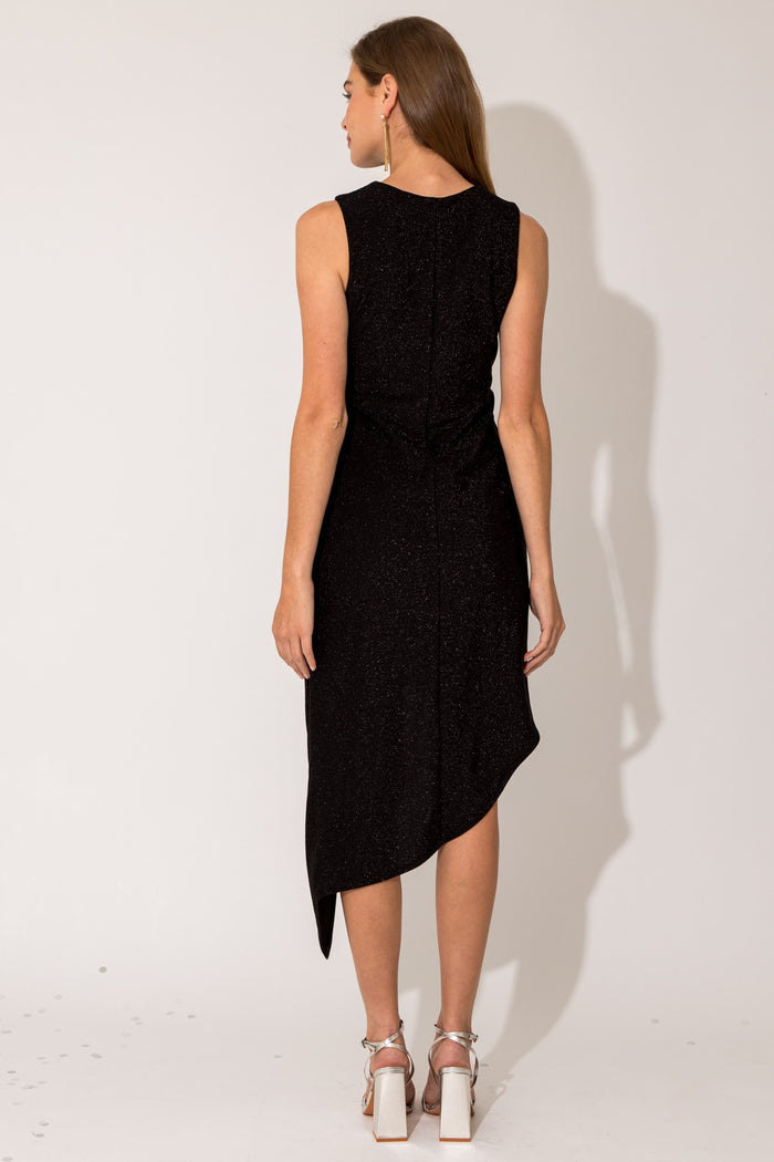 Asymmetrical Sparkle Midi Party Dress