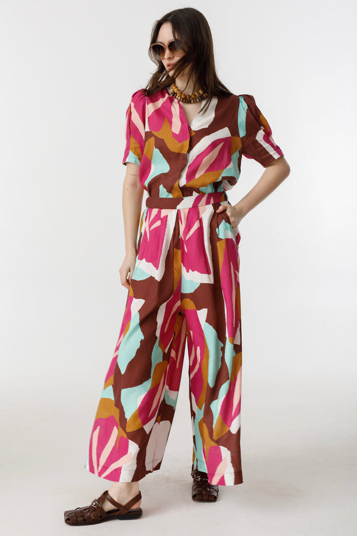 Athina Linen Shirt - Candela Print