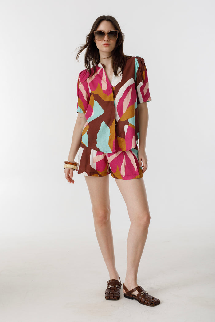 Athina Linen Shirt - Candela Print