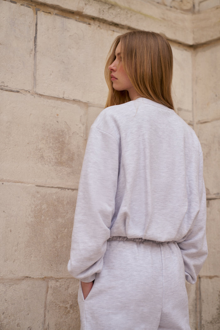 BALLOON HEM CREW - GREY MARL