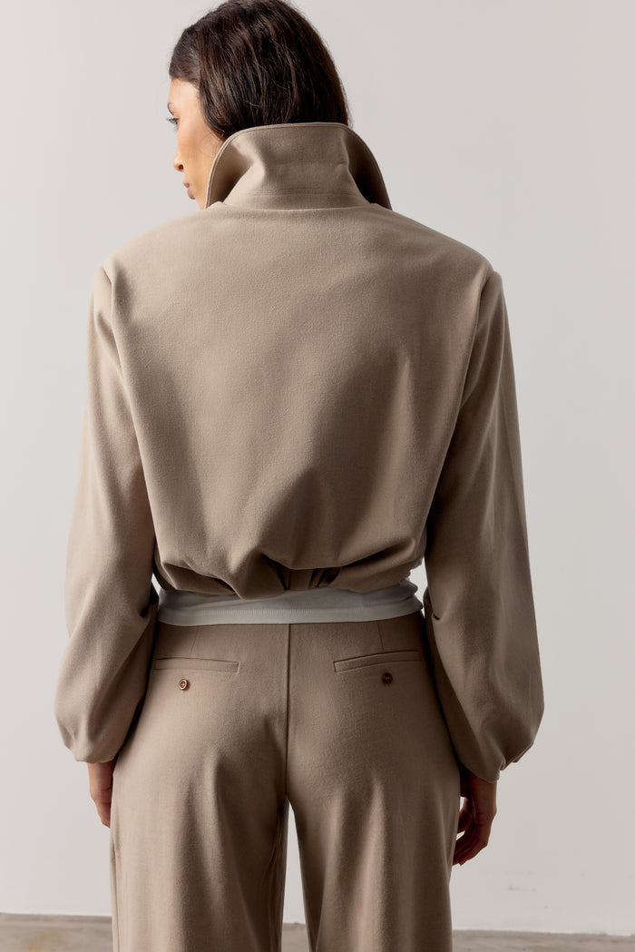BALLOON HEM SMART JACKET - BEIGE
