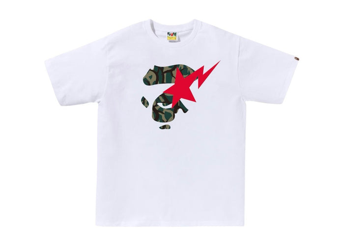 BAPE White Trial Camo Ape Face STA T-shirt