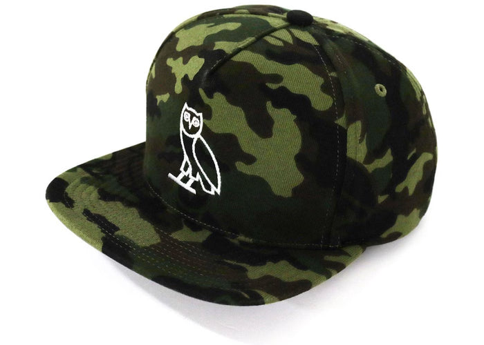 BAPE x OVO Woodland Camo Snapback Cap Green