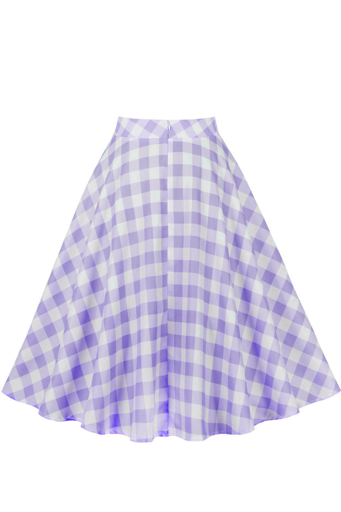 Purple Plaid A-line Skirt