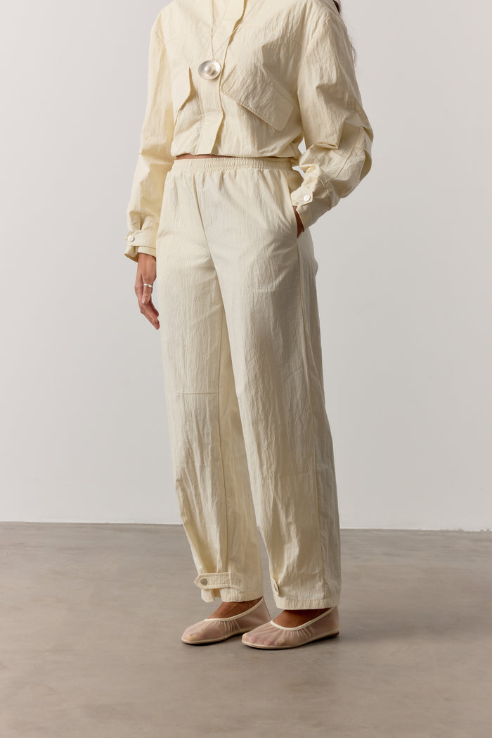 BARREL LEG SHELL TROUSERS - ECRU