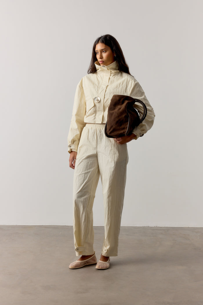 BARREL LEG SHELL TROUSERS - ECRU