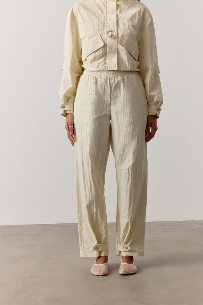 BARREL LEG SHELL TROUSERS - ECRU
