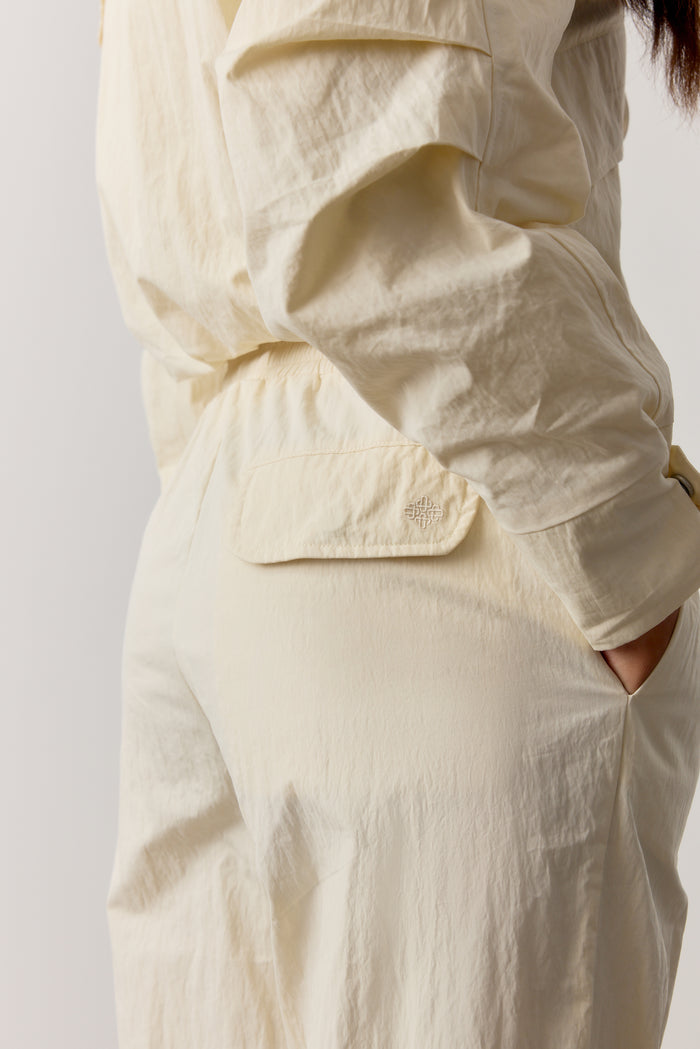 BARREL LEG SHELL TROUSERS - ECRU