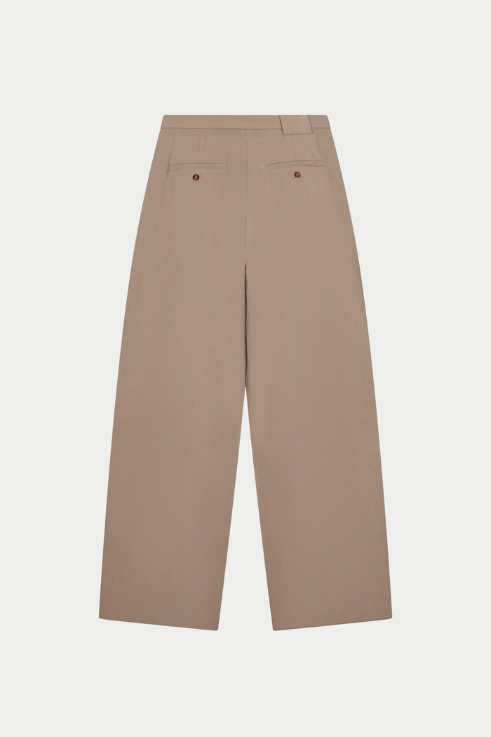 BARREL LEG SMART TROUSERS - BEIGE