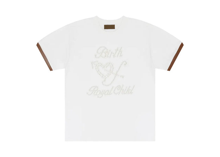 Birth Of Royal Child Pearl Patchwork Short-Sleeve 'White'