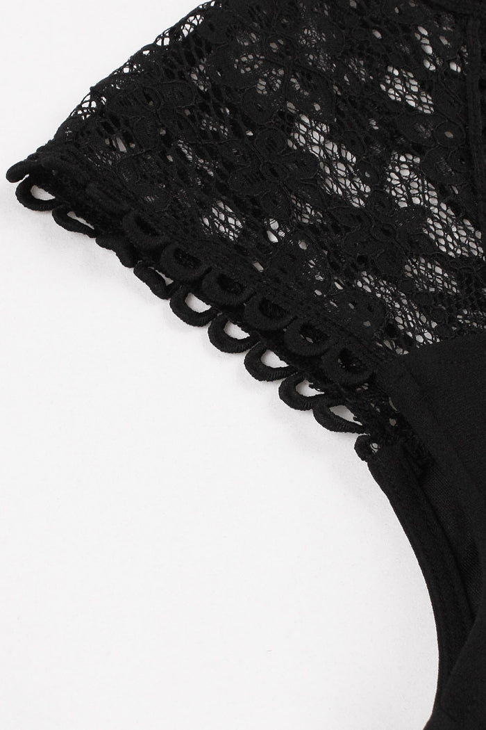 Black Lace Sleeveless A-line Vintage Dress